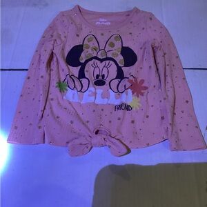 60-Disney Junior Girls Peach Minnie Mouse Long Sleeve Shirt size 4